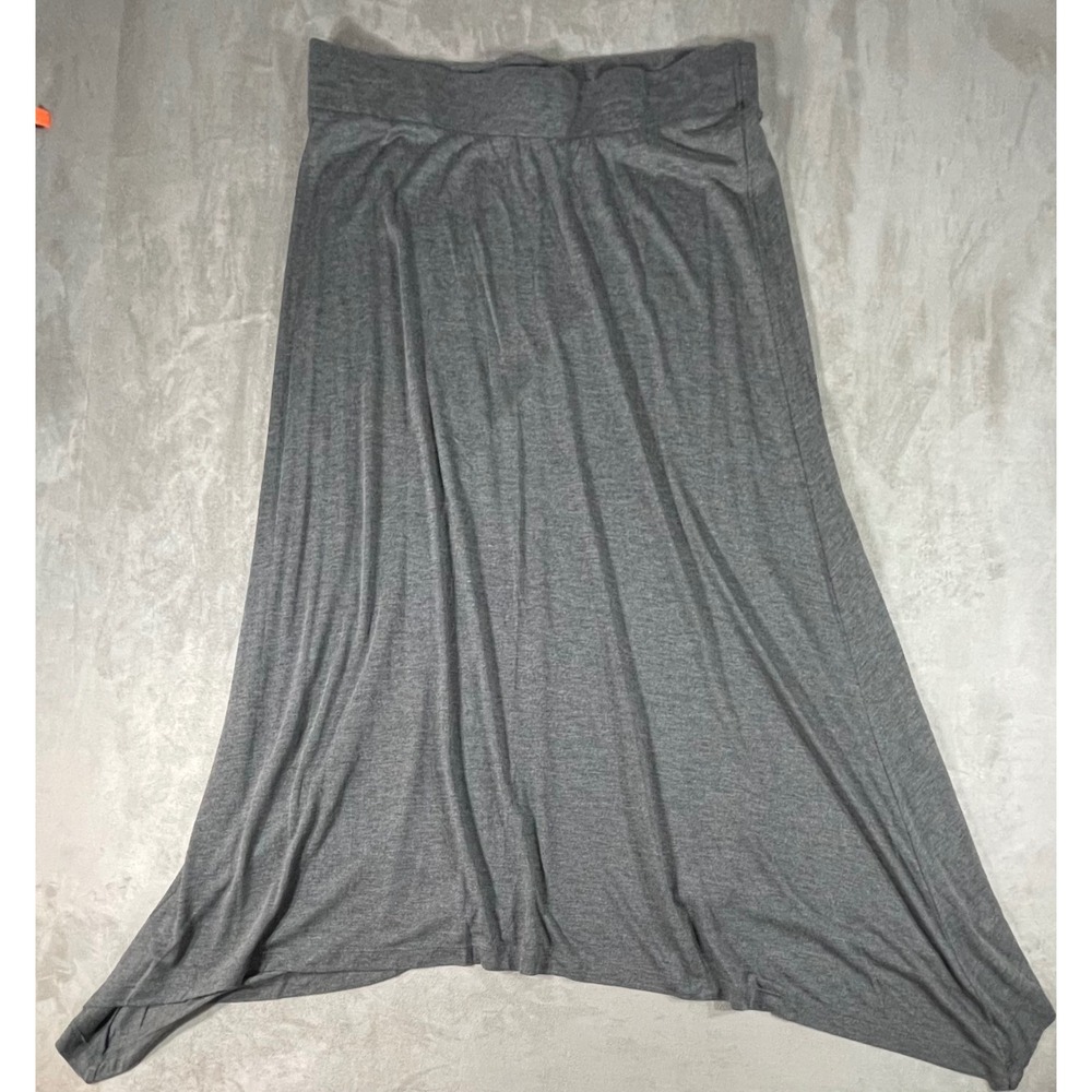 Gloria Vanderbilt Maxi Skirt Womens PXL Gray Sharkbite Hem Viscose GVKN-3379